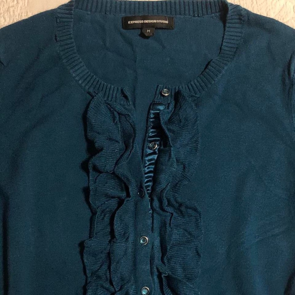 Express Ruffled Cardigan, Size M - Picture 4 of 6